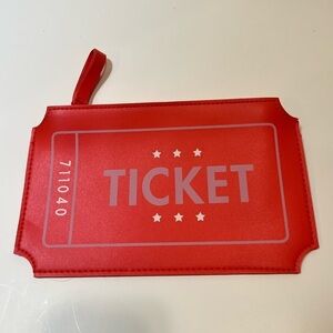 IPSY Ticket Stub Coral Red Orange Zip Cosmetic Make-Up Toiletries Bag, purse